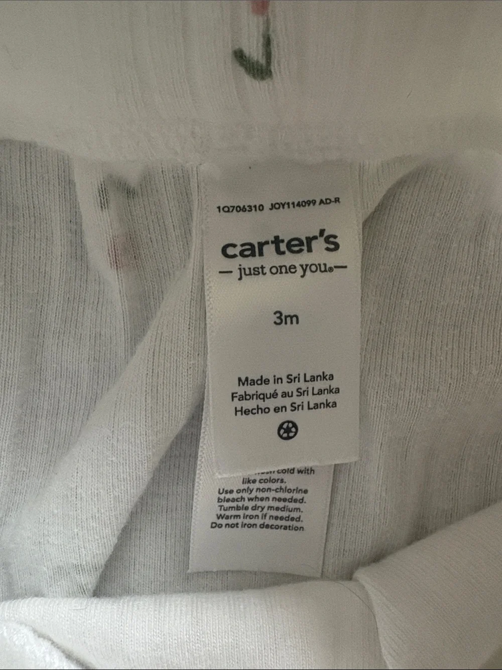Carter's Cream Ribbed Floral Wrap Top and Footed Pants Set